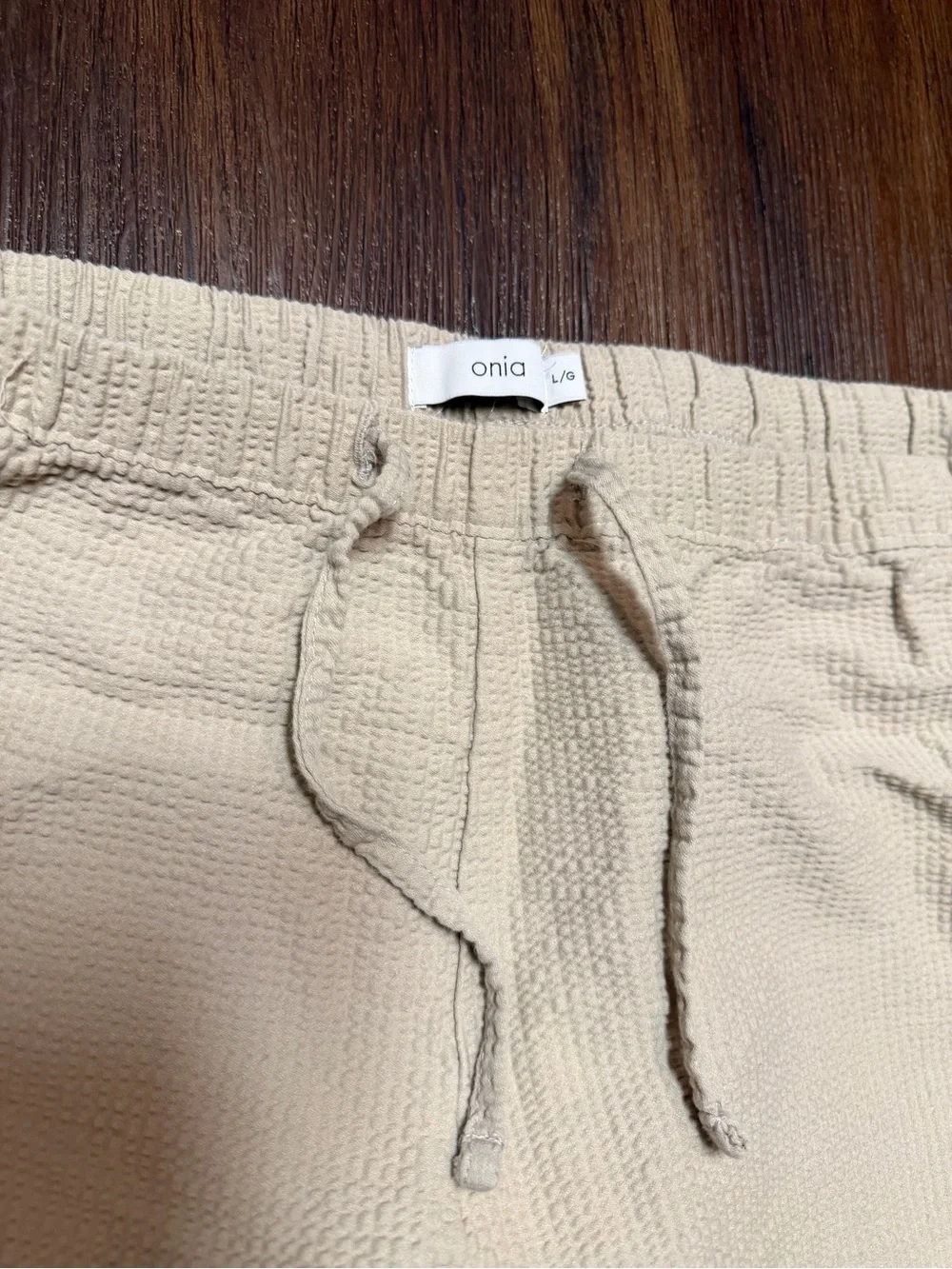 Onia Textured Cotten Blend Pull On Pants- Resort Wear Casual